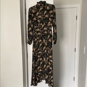 Zara Black and floral Long Sleeve dress